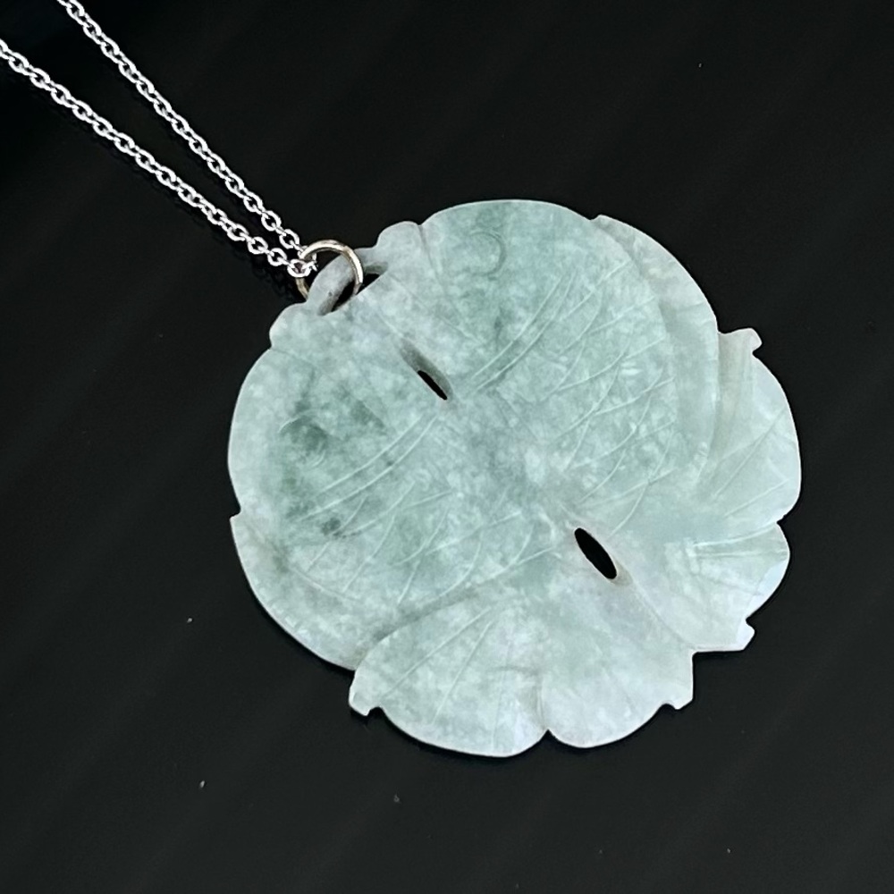 Natural JADE Green White Double KOI Fish Pendant Antique Vintage